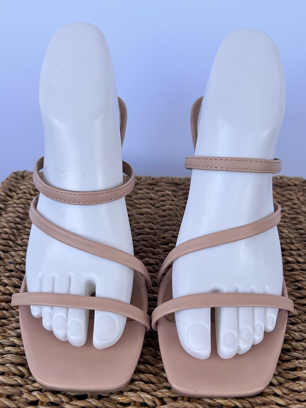 Altar’d State Billini Kasper Block Heel Delicate Straps Slip On Tan Size 8.5